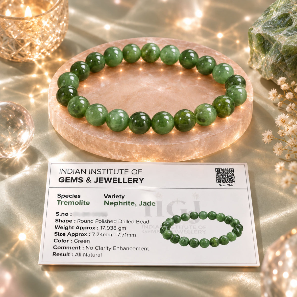 lab certification of jade bracelet 