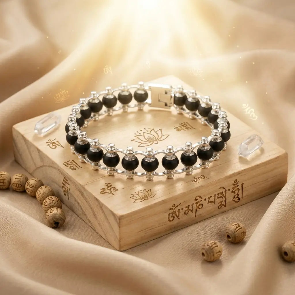silver plated karungali bracelet 24 beads