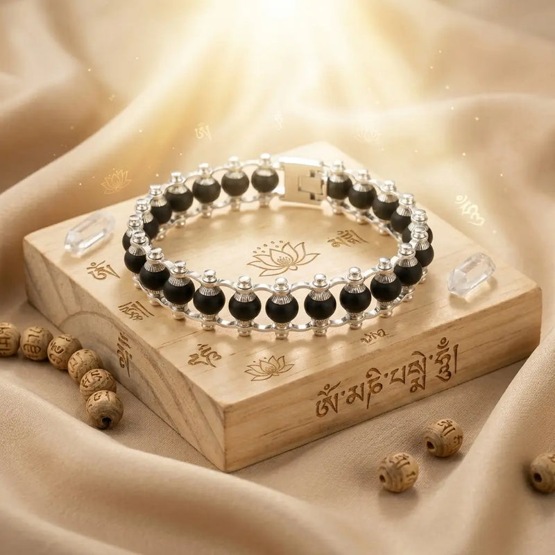 silver plated karungali bracelet 24 beads