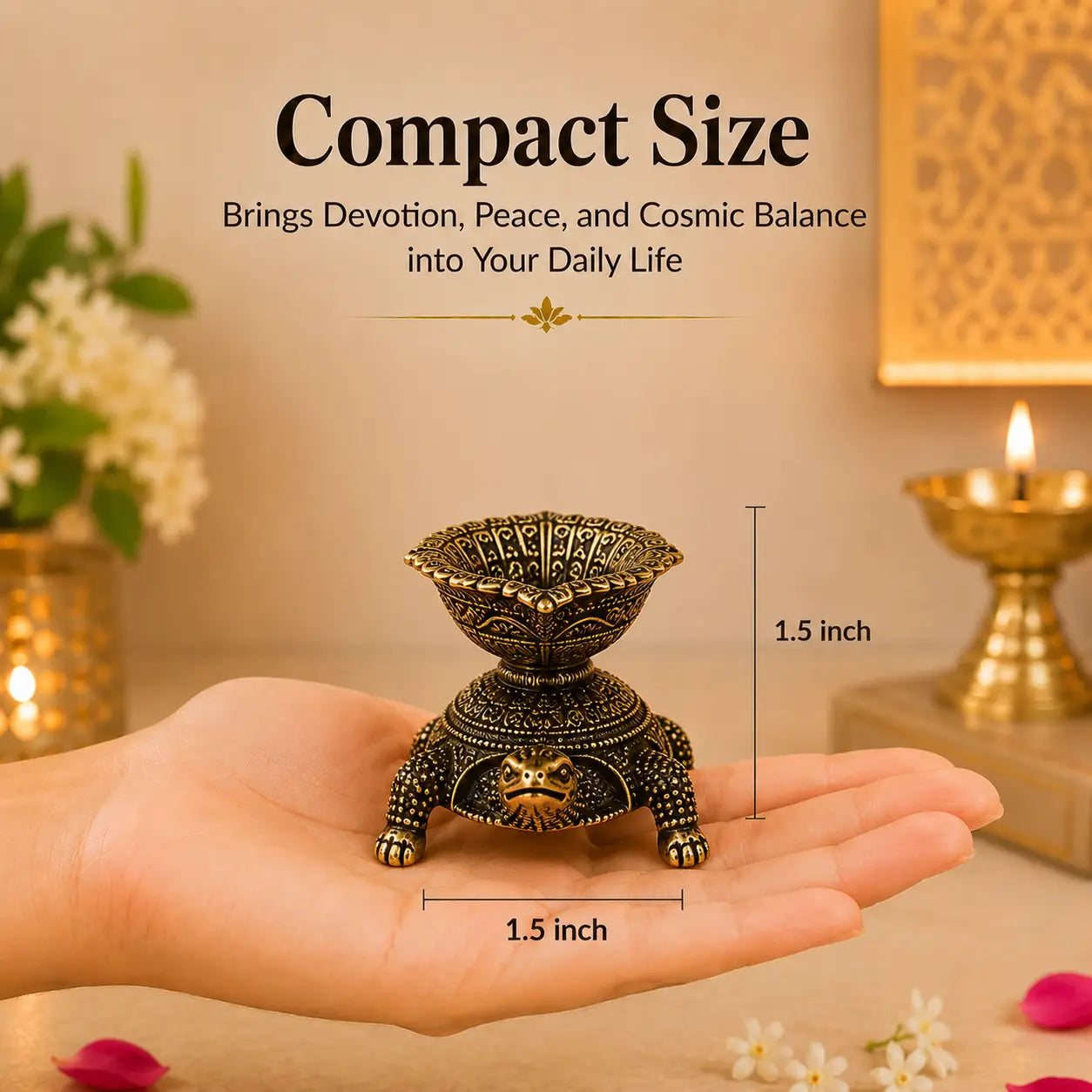 Premium Handcrafted Brass Kurma (Tortoise) Diya for Pooja & Home Decor