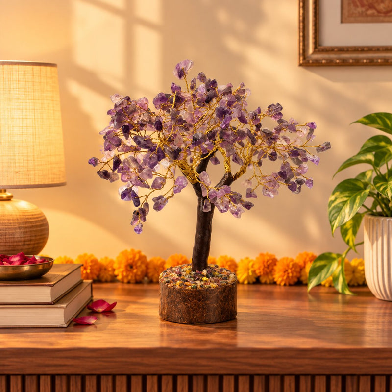 amethyst crystal  tree on a shelf