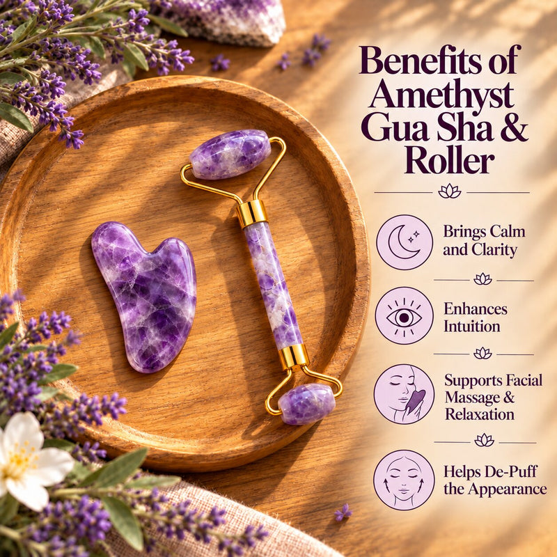 benefits of Amethyst Gua Sha and  Roller