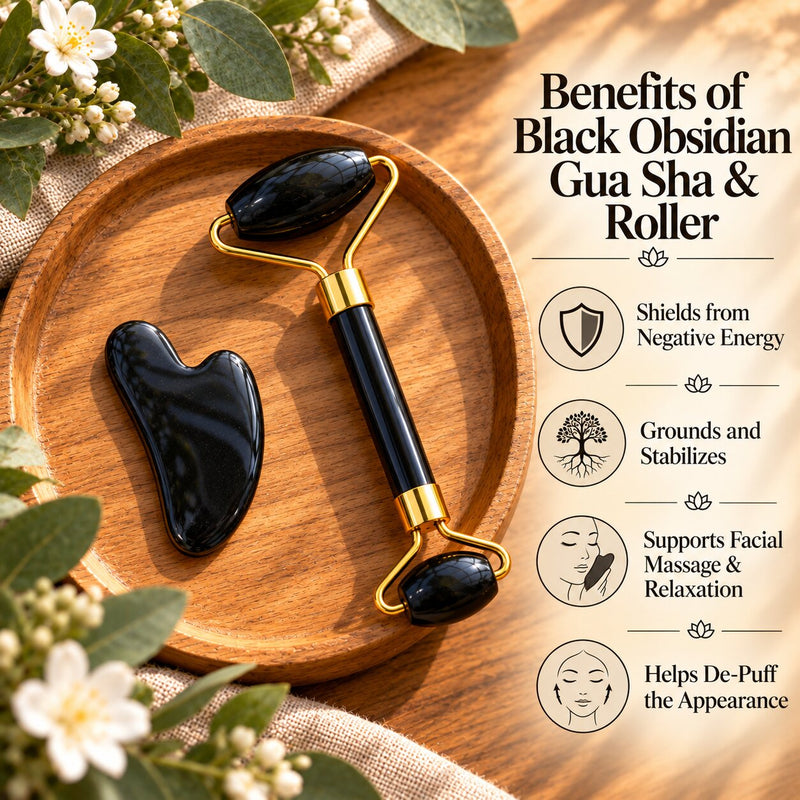 benefits of Black Obsidian Gua Sha and  Roller