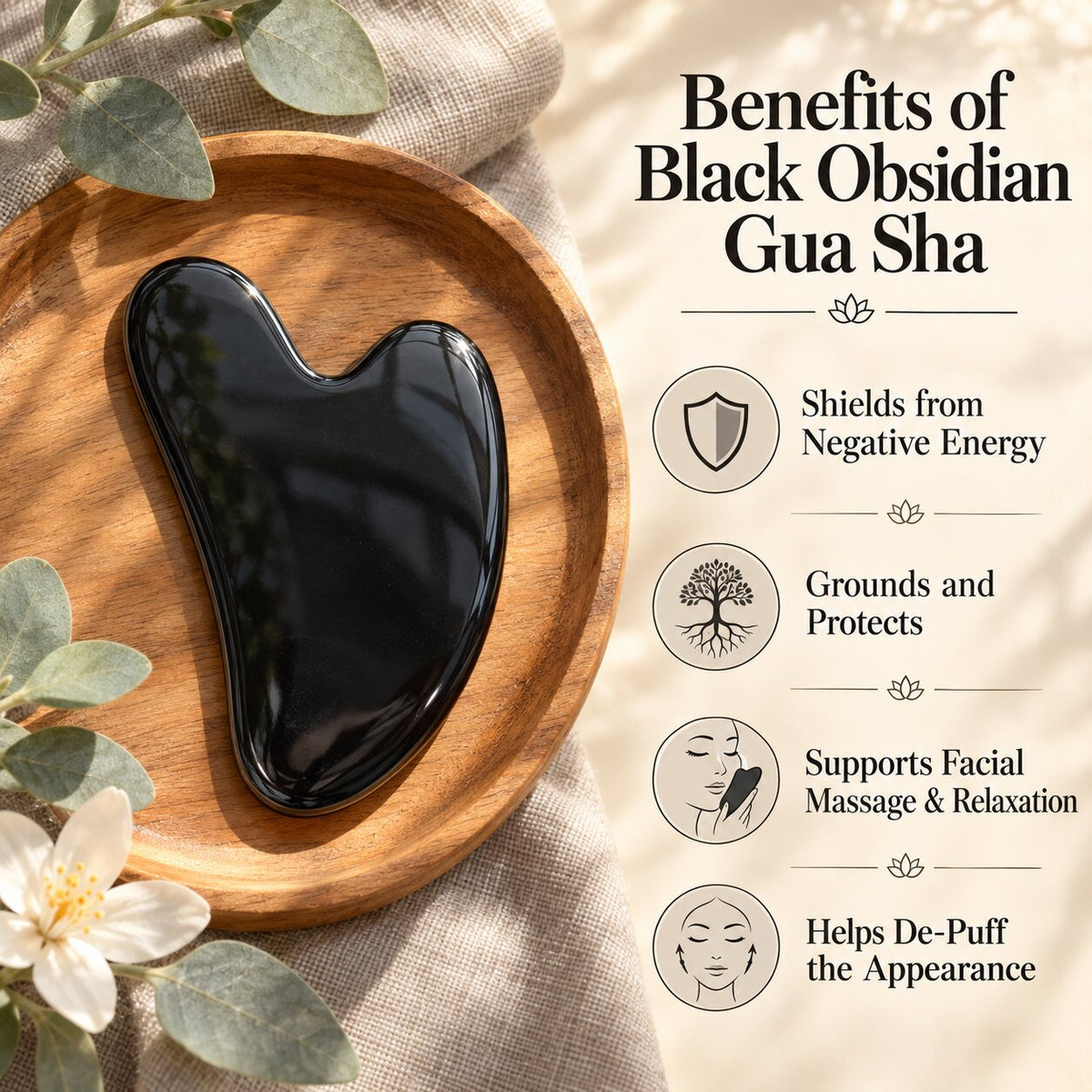 Benefits of black obsidian crystal Gua Sha 