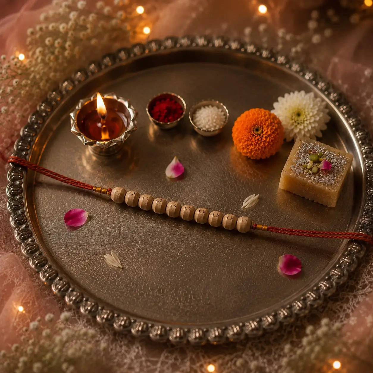Original Handcrafted Tulsi Beads Rakhi | Blessed in Vrindavan