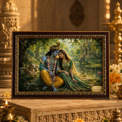 Premium Radha Krishna Serene Vrindavan Photo Frame for Home, Temple & Gifting - Blessed in Vrindavan