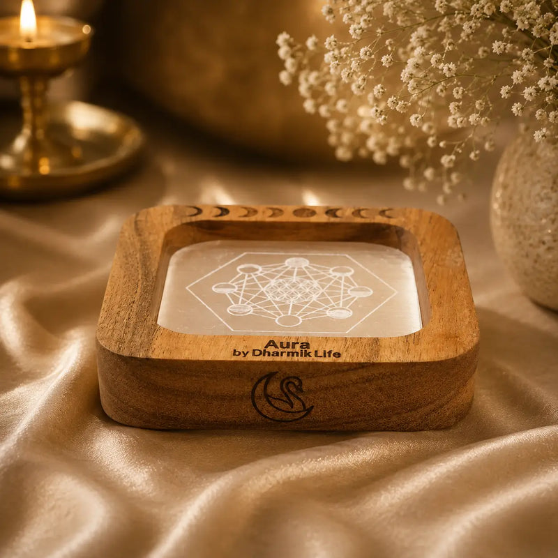 Wooden Plate With Selenite Plate 