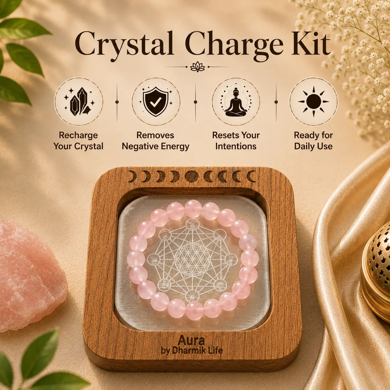 Rose Quartz Crystal charge kit 