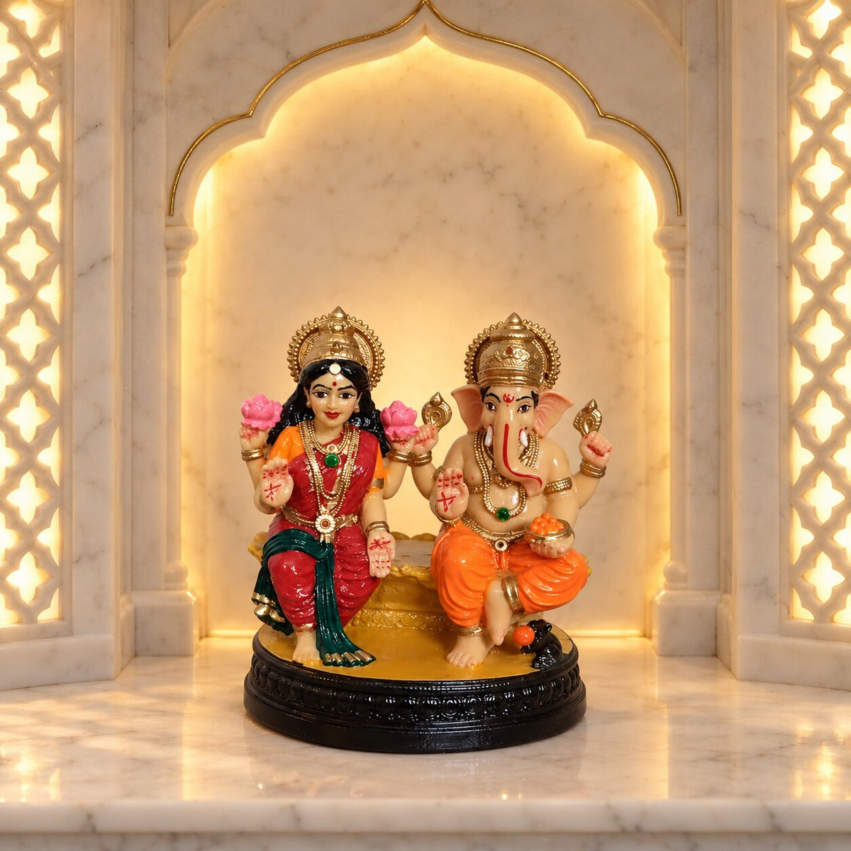 Laxmi Ganesh Idol for Diwali Puja, Home Temple & Gifting | Handcrafted Resin Murti for Wealth & Auspicious Beginnings