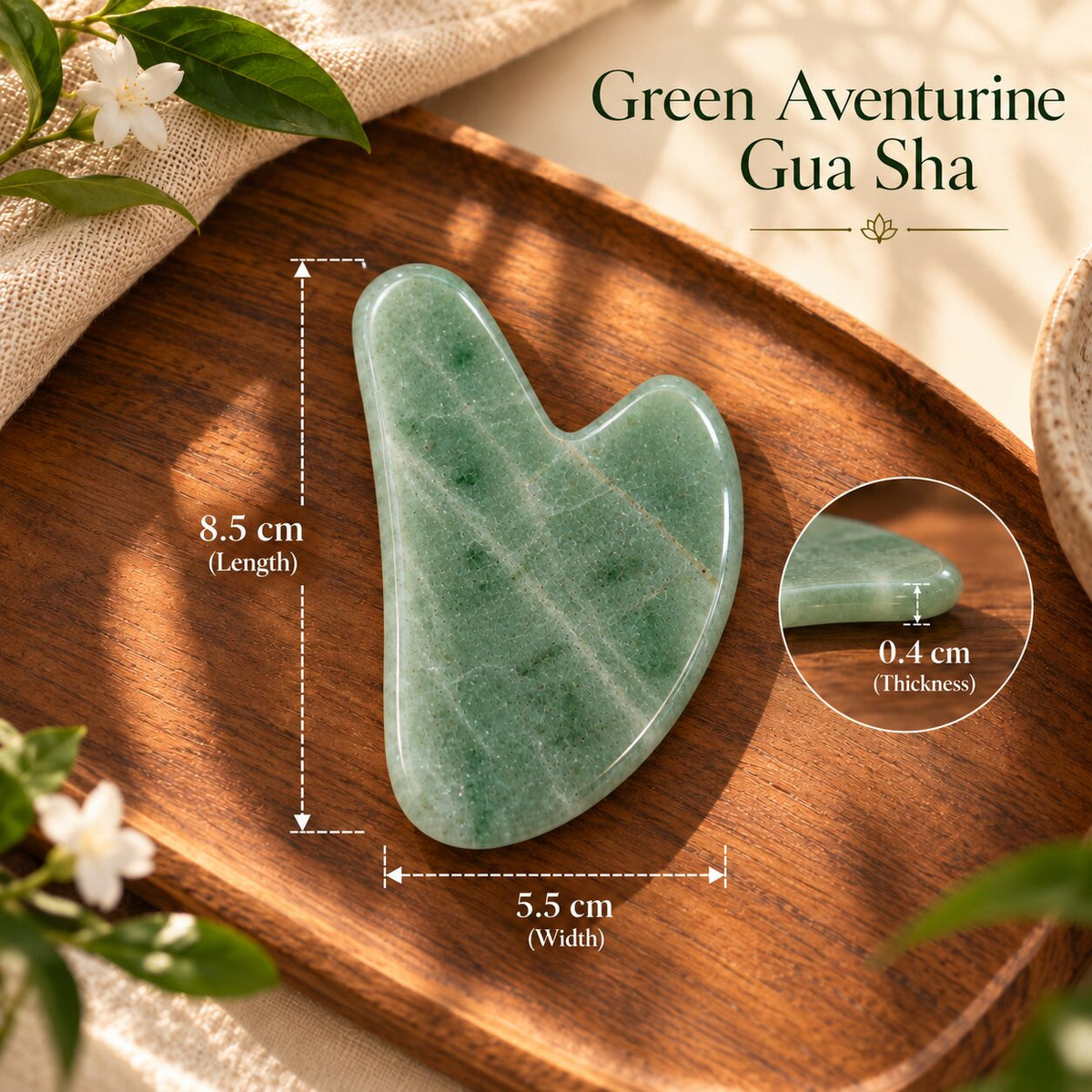 dimensions of Green Aventurine Gua Sha