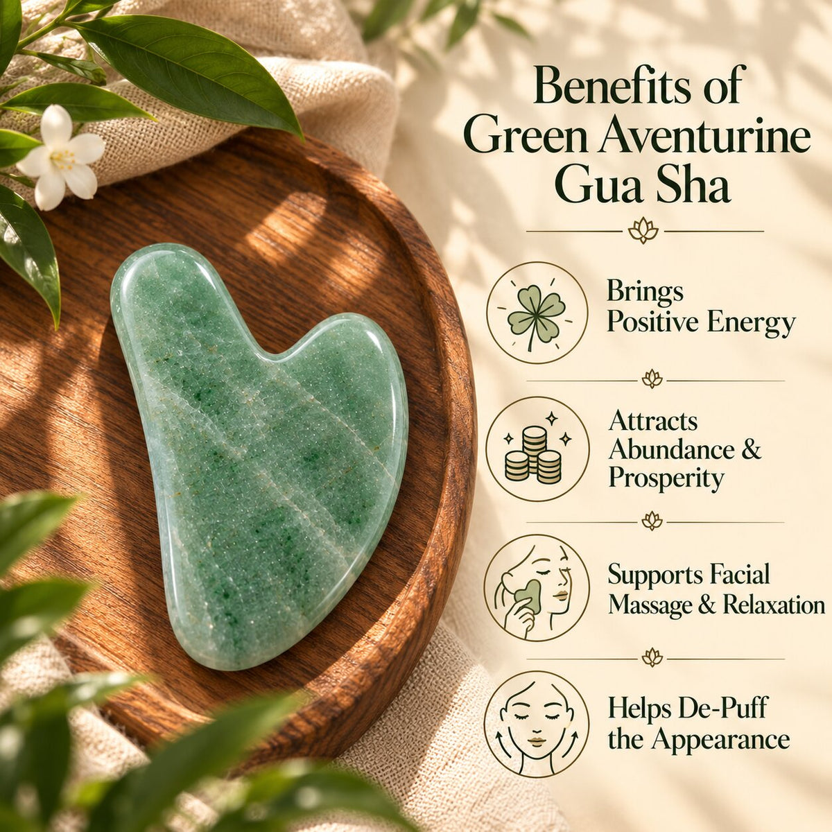 benefits of Green aventurine crystal Gua Sha 