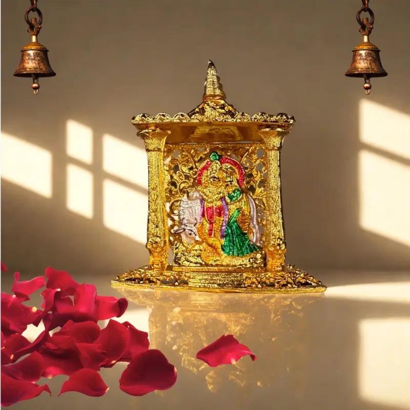 Krishna Murti – Gold-Plated Lord Krishna Idol (Blessed in Vrindavan) - Dharmik