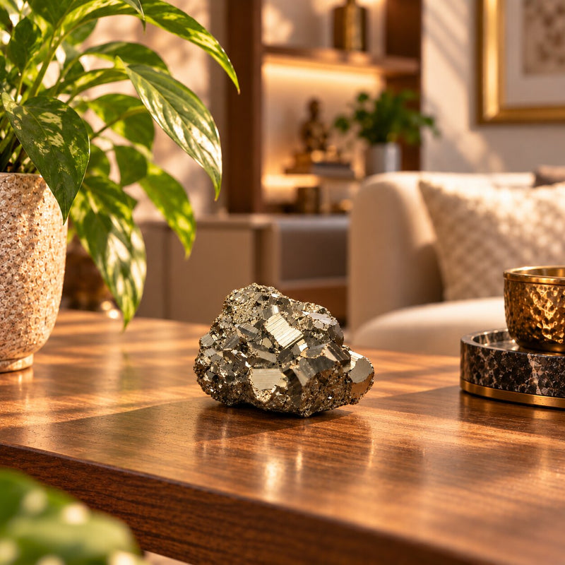 premium pyrite stone placed on the table