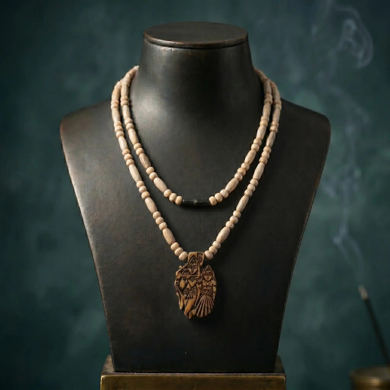 Original Tulsi Mala with Radha Krishna Pendant , 10 mm