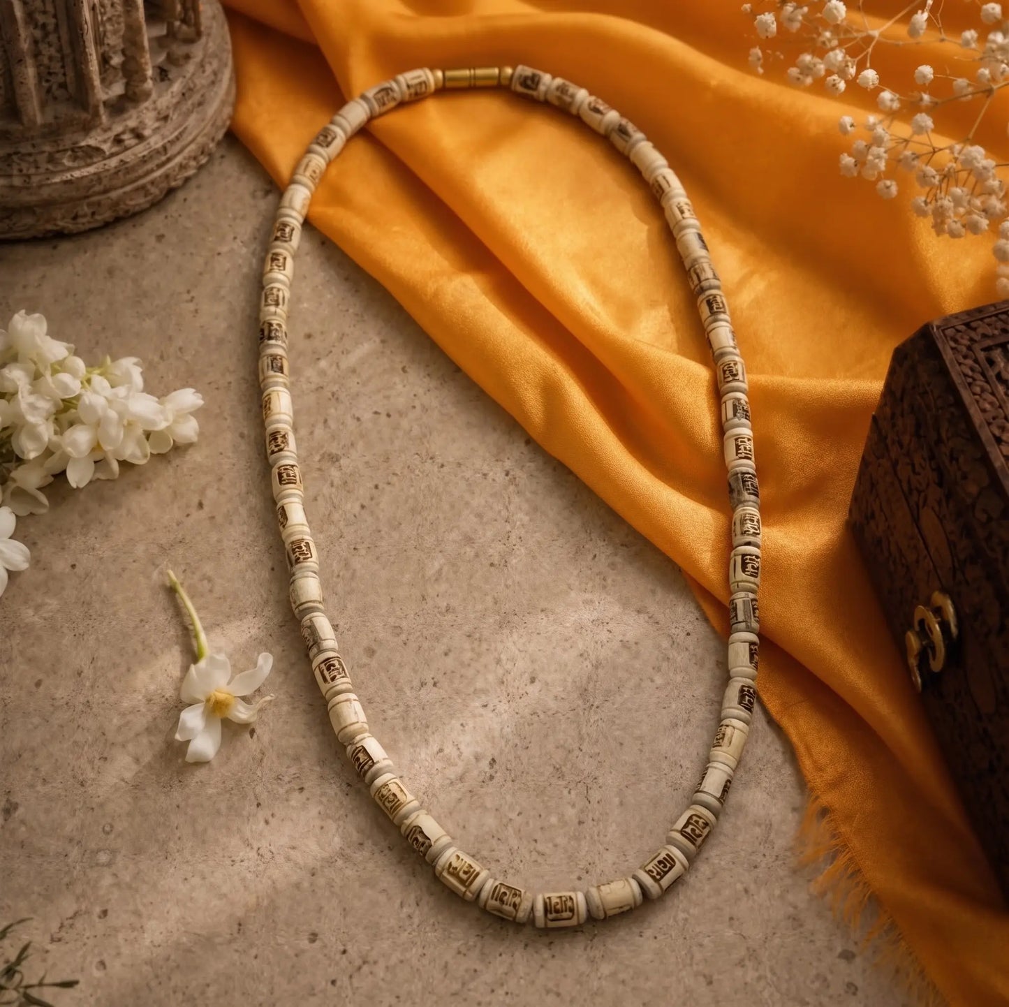 Original Radha Name Tulsi Kanthi Mala (Big Beads) – Single Round, 8 mm, Daily Bhakti