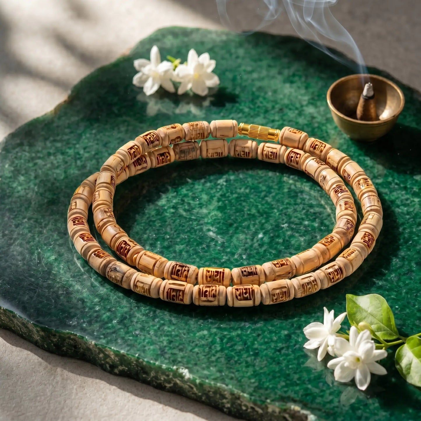 Original Radha Name Tulsi Kanthi Mala (Big Beads) – Single Round, 8 mm, Daily Bhakti