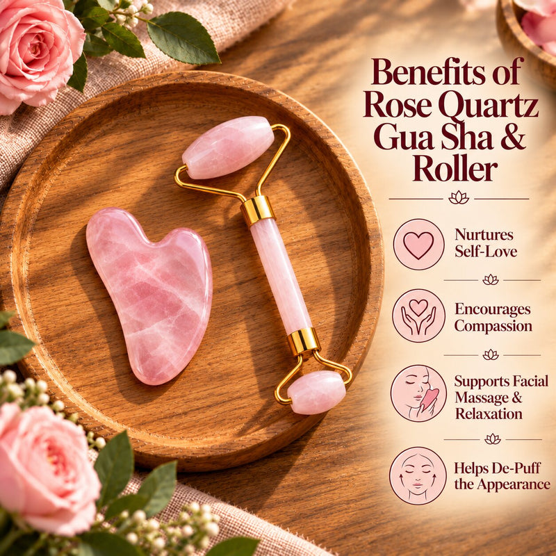Benefits of  Rose Quartz  Roller and gua sha 
