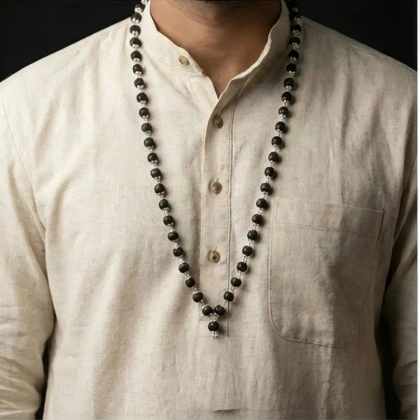 Original Silver Plated Karungali Mala - 54 Beads, 10 mm - Health and Mental Peace