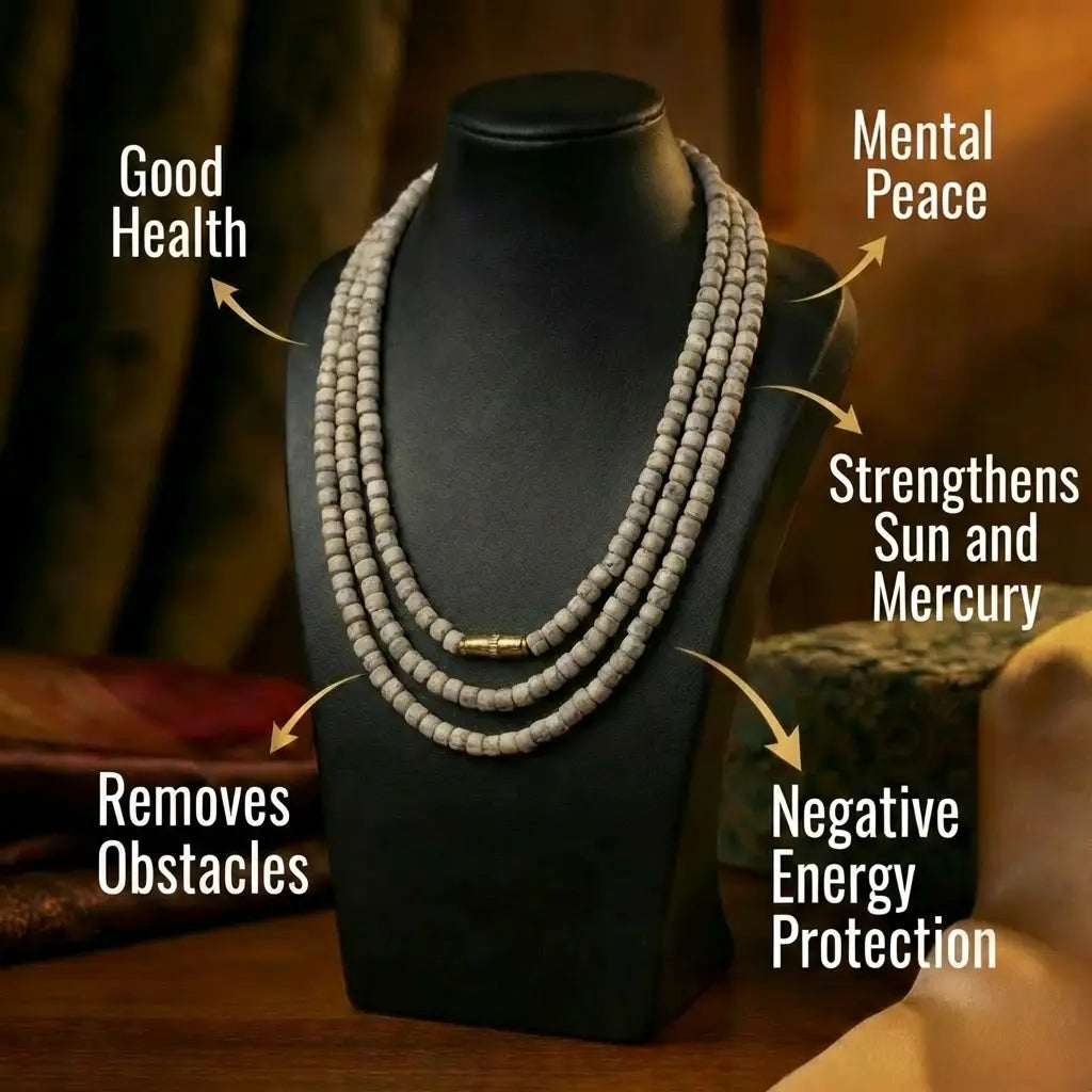 Premium Tulsi Combo — Kanthi Mala worn as necklace 8mm double round Vrindavan