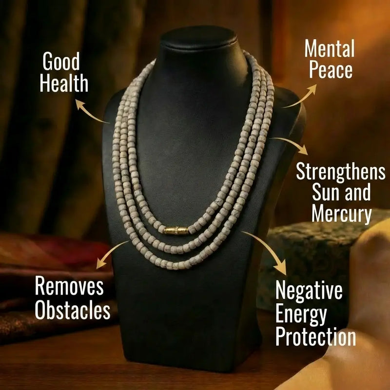Premium Tulsi Combo — Kanthi Mala worn as necklace 8mm double round Vrindavan